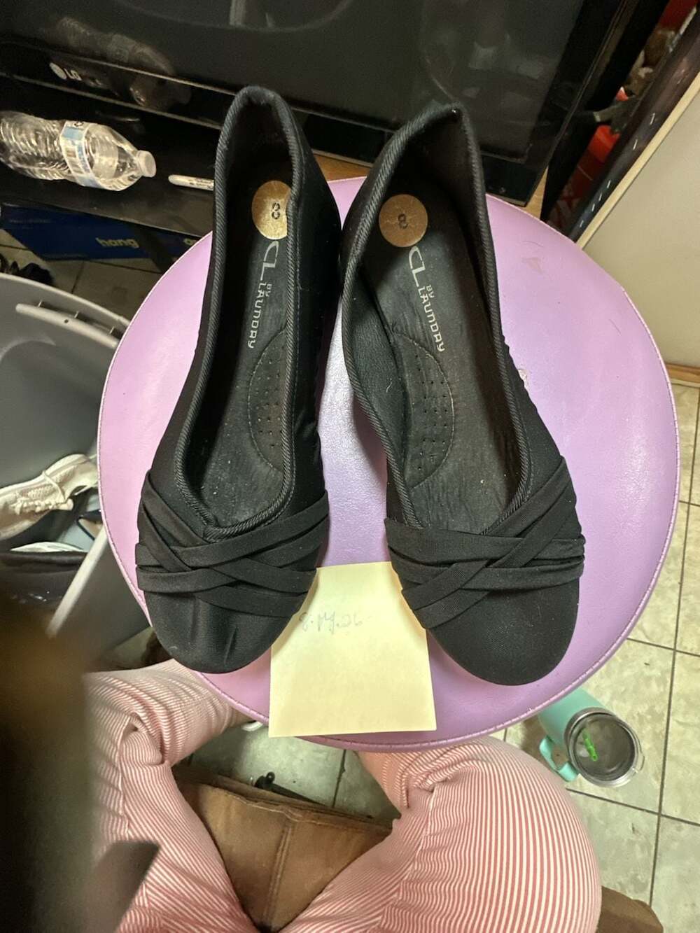 CL by Laundry Ballet Flat Size 8 Black Fabric Slip On